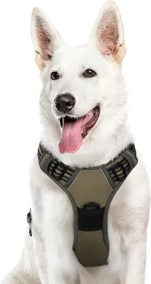 Produktbild von Famanu Hundegeschirr Anti-Zug, verstellbar und gepolstert mit reflektierenden Streifen für große Hunde, braun, Größe XL