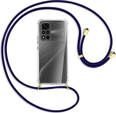 Produktbild von Handykette Backcover-Schutzhülle mit Band (Metall goldfarben) für Honor View 40 Pro (V40 Pro, 6.6'') - schwarz+dunkelblau