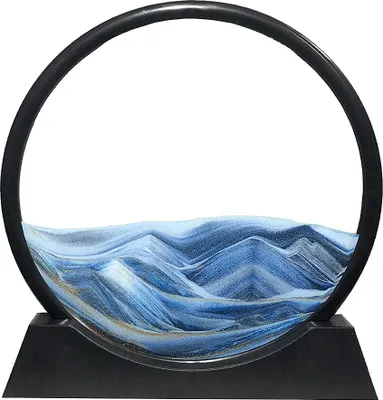 Produktbild von Bewegtes Sandbild, runder Rahmen, Sandlandschaften in Bewegung, blauer Ozean, Tiefsee-Sandkunst, entspannendes Spielzeug für Schreibtisch, Homeoffice