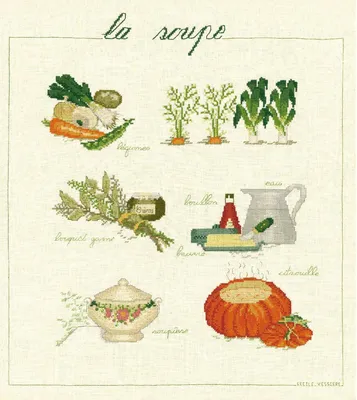 Produktbild von Auslaufmodell Le Bonheur des Dames Kreuzstich Set "Suppe", Zählmuster, 40x46cm