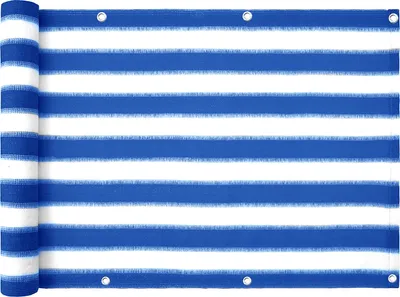 Produktbild von Floordirekt Balkon Sichtschutz 90x500 cm, Balkonsichtschutz mit wetterfestem HDPE-Stoff, Balkonverkleidung für UV-, Wind- & Sichtschutz - blau/weiß