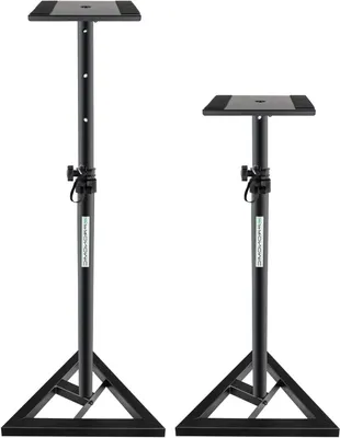 Zdjęcie produktu dla Stojaki na głośniki - para - statywy monitorowe - do odsłuchu muzyki - regulowane na wysokość - 80 do 130 cm - czarne