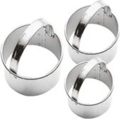 Produktbild von Teig-Ausstechformen m. Griff - 3x Kreise 6,7,8 cm - Edelstahl