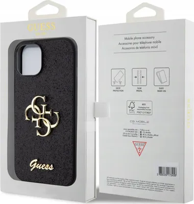 Immagine prodotto di Guess Guhcp15Shg4Sgk Custodia rigida per Iphone 15 / 14 / 13 6.1 Czarny/Nero Glitter Script Big 4G