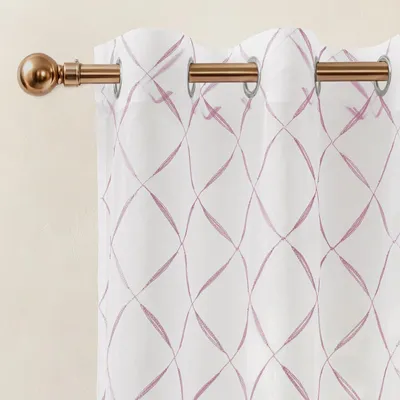 Produktbild von Vorhang Set von 2, 140x260cm, Transparente Rosa Ösenvorhänge für Wohnzimmer und Küche