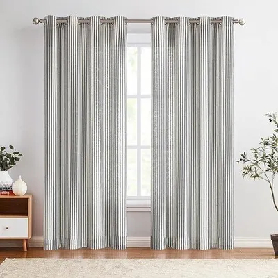 Productafbeelding van Famanu transparante gordijnset, 2 stuks, 130 x 245 cm - gestreept