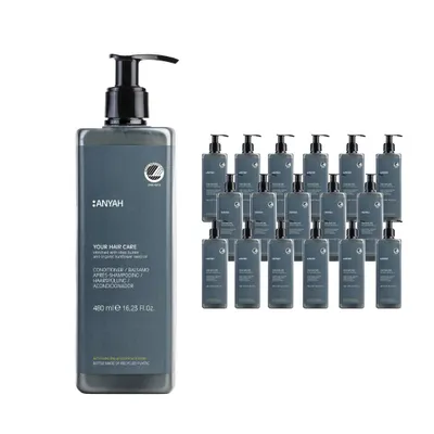 Image de Après-shampooing / conditionneur ANYAH 18 × 480 ml - vegan, au beurre de karité, pour cheveux secs - Non rechargeable
