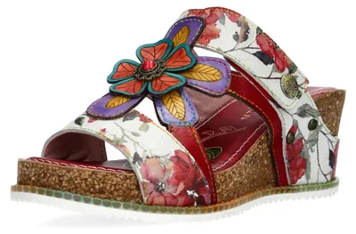Produktbild von Laura Vita Damen Pantolette Klettverschluss Keilabsatz in Korkoptik Bonito 33, Größe:40 EU, Farbe:Rot