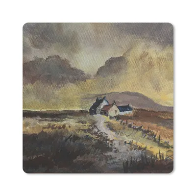 Produktbild von MuchoWow® Mauspad Mousepad Kleines Ölgemälde von Schottland 20x20 cm - Mousepads - Maus Mat - Pad - Mausunterlage - Desk Mat - Bureauartikeln