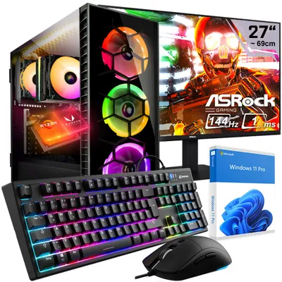 Produktbild von KRAFTPC Gaming PC Komplett-Set AMD Ryzen5 3400G - Radeon VEGA Grafik - 500GB M.2 SSD - 16GB RAM - Win11 - WLAN - Samsung 27" TFT - Tastatur/Maus