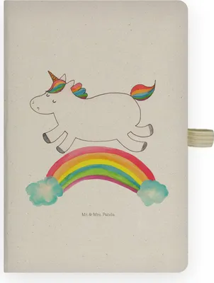 Produktbild von Mr. & Mrs. Panda Tagebuch Einhorn Regenbogen - Transparent - Geschenk, notizbuch, Unicorn, Kladde, Journal, Einhornpower, a4, Erwachsenwerden, Glitzer, DIN