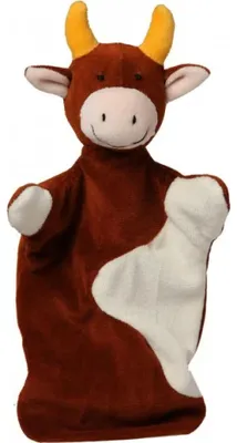Produktbild von Allergikerfreundliche Kuh Handpuppe Märchenpuppe 28 cm mit weichem Fell