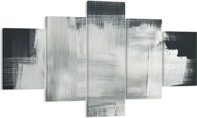 Produktbild von Bild auf Leinwand - Leinwandbild - 5 Teile - Abstraktion Schwarz Weiß - 125x70cm - Wand Bild - Wanddeko - Wandbilder - Leinwanddruck - Bilder - Wanddekoration - Leinwand bilder - EA125x70-4173