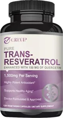Produktbild von Trans-Resveratrol 1500mg (120 Kapseln) Nahrungsergänzungsmittel, Anti-Aging, Gehirn, Gelenken, Herz, Haare, Haut, Nägel