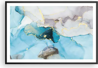 Produktbild von Gerahmtes Poster - Schwarzer Rahmen - Marmor Modern Blau - 91,5x61 cm - Wand Bild - Wanddeko - Wandbilder - Kunstposter - Wandposter - Bilderrahmen - Bilder - Kunstdruck - P2BAA91x61-4792