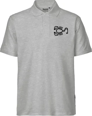 Produktbild von Huuraa Herren Polo Shirt Skorpion Sternzeichen Symbol M Sport Grey Bio Baumwolle Fairtrade Poloshirt Geschenkidee