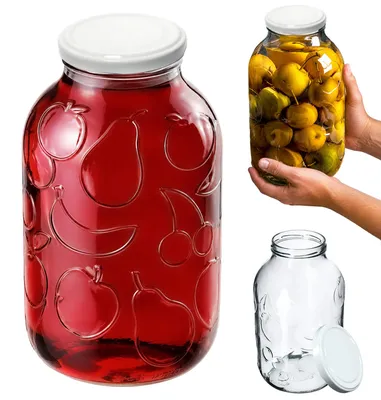 Produktbild von KADAX Weckgläser 5l, Einmachglas zum Einlegen, Einkochgläser für Schraubdeckel, Sturzglas, Marmeladenglas, Vorratsglas, Konservenglas, Rundgläser (Weiß, 1 Stück)