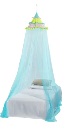 Productafbeelding van Moskito Net Magic - Bovenste ring 58 cm / Omtrek 10 meter - Aqua / limoen / roze - voor 1 persoon.