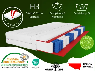 Produktbild von 7 ZÓN Pružinová taštičková matrace Lambada 90X200 cm, tvrdost pružinové matrace H3, výška cca 15 cm, barva: bílá, včetně potahu