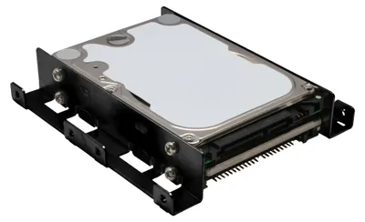 Produktbild von InLine HDD/SSD Einbauschienen, 2x 6,35cm (2,5") zu 8,89cm (3,5"), schwarz, Metall, Schwarz