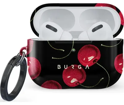 Produktbild von Schutzhülle für AirPods Pro 3, Burga Cherrybomb, Schwarz mit Kirschmuster
