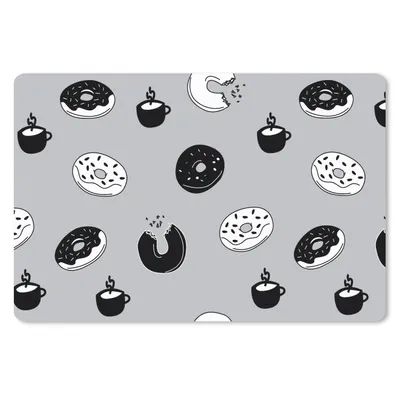 Produktbild von MuchoWow® Schreibtischunterlage Donut - Muster - Kaffee - Schwarz und Weiß 60x40 cm - XXL Mauspad - Großes Mauspad