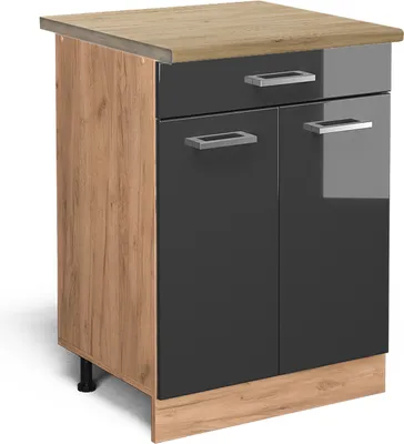 Obrázok produktu pre Kuchynská spodná skrinka Vicco R-Line Antracit vysoký lesk 60 cm so zásuvkou, AP dub, Model 45721