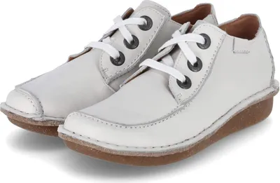 Immagine prodotto di Clarks FUNNY DREAM scarpe da donna - comode scarpe da ginnastica stringate bianche per il tempo libero NUOVO