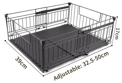 Zdjęcie produktu dla Metalowa organizacja do szafki, wysuwana, szerokość 32,5-50 cm, montaż bez wiercenia, do kuchni
