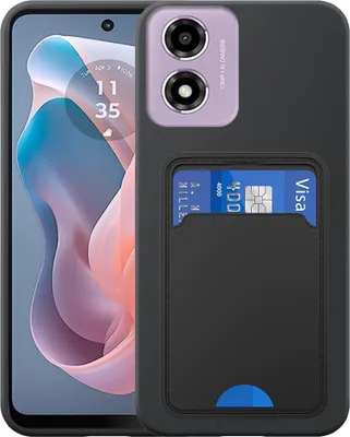 Obrázok produktu pre Vhodné pre telefón Motorola Moto G Play 2024 Puzdro s držiakom kariet TPU - Flexibilný zadný kryt Puzdro zo silikónu TPU s otvorom na karty - čierne - Smartphonics