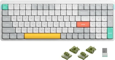 Produktbild von Nuphy Air96 v2 Kabellose Mechanische Tastatur QMK/VIA, QWERTY US, Low Profile, Bluetooth / 2.4GHz - Ionic White Moss Switch