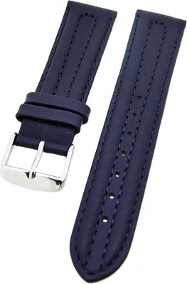 Produktbild von Uhrenarmband Kalbsleder abgesteppte Doppelwulst Dunkelblau 18mm