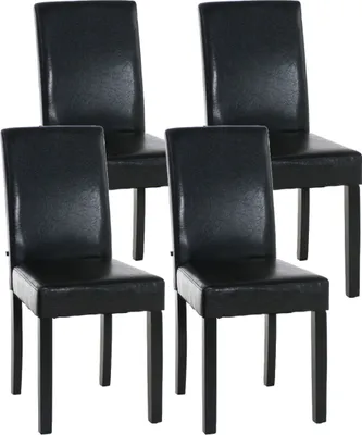 Produktbild von TPFLiving 4er Set Esszimmerstuhl Ines Kunstleder Gestell Holz schwarz braun