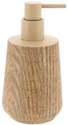 Produktbild von TENDANCE | Pumpspender - Spenderflasche - Flüssigseifenspender - beige - aus Polyresin - 350 ml - Seifenspender - Holzoptik