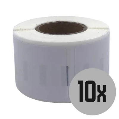 Produktbild von DULA Etiketten - Kompatibel mit Dymo Compatible labels - Weiß - 99010 - S0722370 - Adresetiketten - 10 rollen - 28 x 89 mm - 130 labels per rol