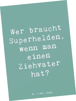 Produktbild von Mr. & Mrs. Panda Postkarte Spruch Ziehvater Held - Meeresbrise - Geschenk, Ansichtskarte, Bonusvater, Postkarten, Inspiration, Grußkarte, Adoptivvater, Ansichtskarten