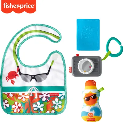 Produktbild von Fisher-Price Reisespaß Rassel- und Knisterset, Baby-Spielzeug für Neugeborene