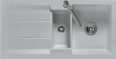 Produktbild von Spüle KeraDomo GENEA 100 F in ALU mit Handbetätigung / Einbauspüle / Flächenbündig