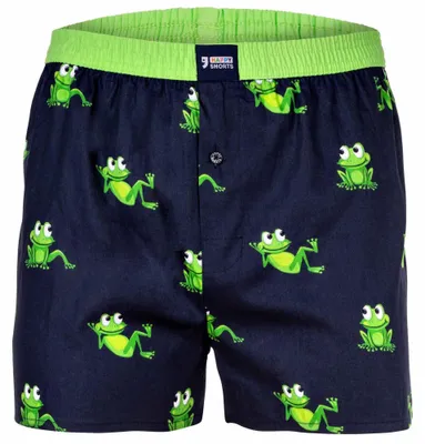 Zdjęcie produktu dla Happy Shorts – męskie bokserki z siateczki – styl amerykański, bawełna, wzór Frog L