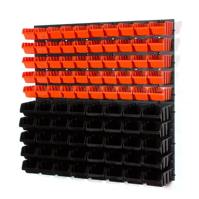 Image de 90 bacs gerbables avec étagère murale 80 x 80 cm | étagère murale de stockage