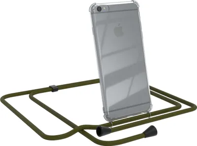 Immagine prodotto di EAZY CASE catena per cellulare compatibile con Apple iPhone 6 / 6S, custodia per cellulare con cordino, cavo per cellulare, custodia protettiva trasparente, cinturino in verde