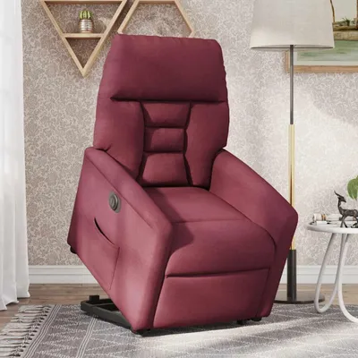 Image de vidaXL Fauteuil relax avec releveur électrique Tissu rouge vin
