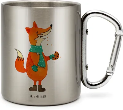 Produktbild von Mr. & Mrs. Panda Thermobecher Fuchs Keks - Transparent - Geschenk, Weihnachtlich, Edelstahl Trinkbecher, thermotasse, Plätzchen, Isolierbecher, Winter, Teetasse, Frieren