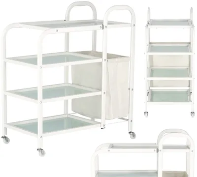 Obrázek produktu pro Kadeřnická kosmetická asistentka do salonu univerzální skříňka vozík stolek na kolečkách s košíkem