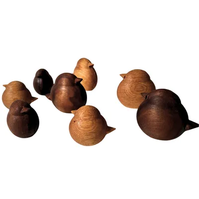 Image de Figurine d'oiseau en bois, fabriquée à la main | Décoration de printemps | Chêne, grande taille