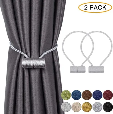 Produktbild von Magnetische Vorhang Raffhalter Vorhang Clips Seil Rückwärtige Vorhang Halter Schnallen Vorhang Binder Gardinenhalter für Haus Dekoration Cafe Büro 2 Stück, Grau