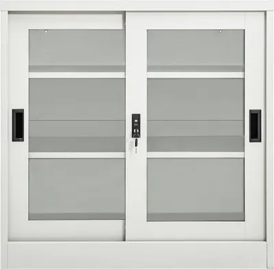 Produktbild von vidaXL Schrank mit Schiebetür Hellgrau 90x40x90 cm Stahl