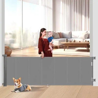 Productafbeelding van Intrekbaar extra breed babyhek en hondenhek voor binnen/buiten – 122 cm extra hoog