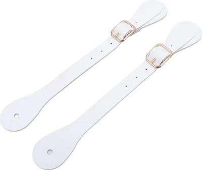 Image de Paire de courroies d'éperons en cuir synthétique Longueur ajustable 22cm Support d'éperons de cow-boy pour l'équitation Blanc