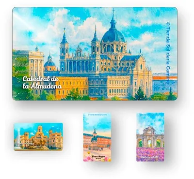4 Madrid-Magnete, Kühlschrankmagnete, Cibeles, Almudena, Alcalá, Plaza Mayor